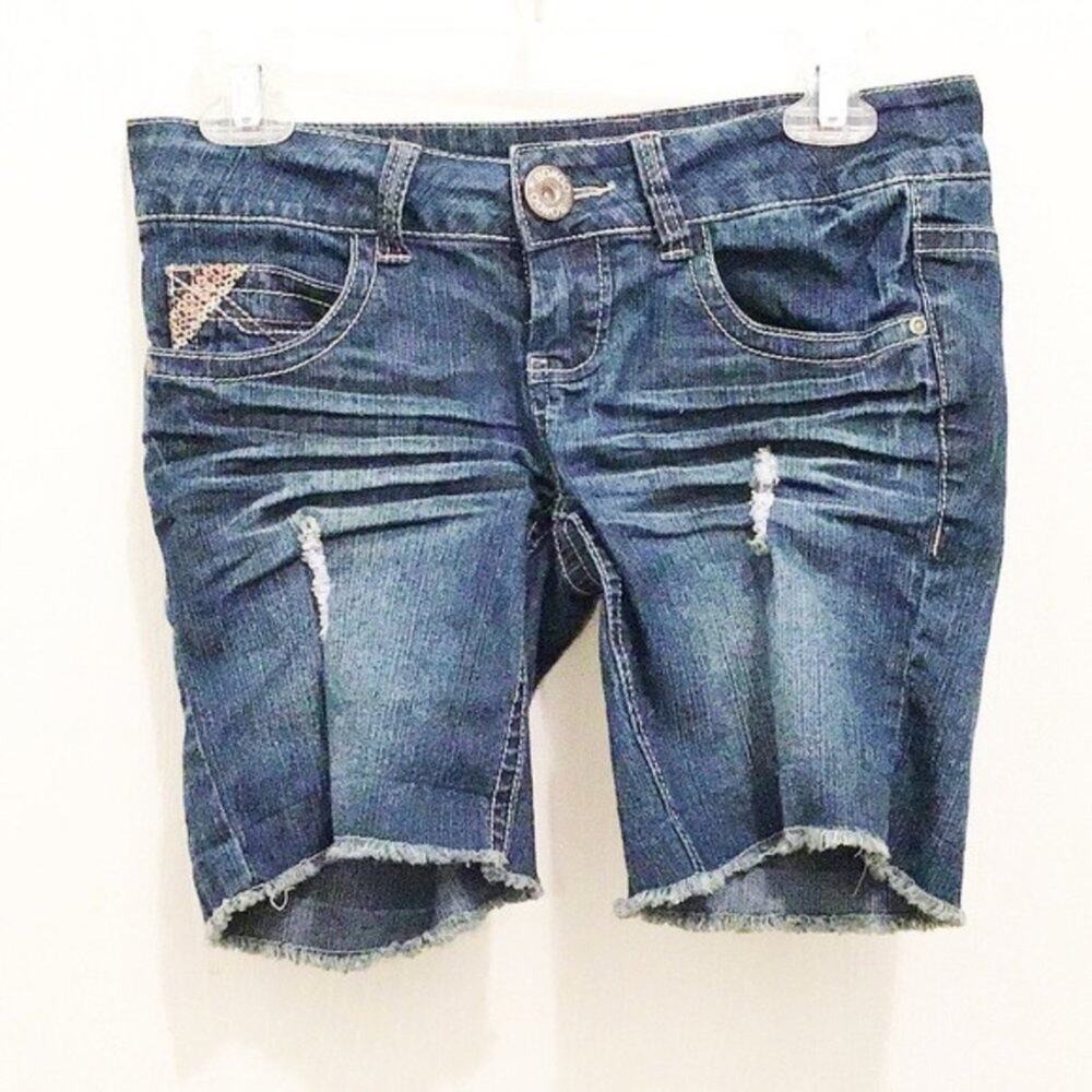 Bongo Distressed Cut Off Stretch Denim Shorts sz 8